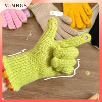 VJMHGS สีทึบทึบ ถุงมือเต็มนิ้ว หน้าจอสัมผัสหน้าจอสัมผัส เก็บความอบอุ่น ถุงมือเล่นสกี ของใหม่ หนาขึ้น ถุงมือยืดถัก กิจกรรมกลางแจ้งกลางแจ้ง