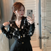 Natlux เสื้อแขนยาวผญ เสื้อคลุมหญิง เสื้อกันหนาว ผญ เสื้อสเวตเตอร์ เสื้อไหมพรมผญ เสื่อฮู้ดหญิงคู่ เสื้อแขนยาวหลวม 2023 ใหม่ 36Z230908