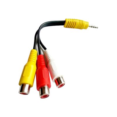 ”【；【-= Splitter 3 5Mm To 3 RCA Female Audio Video Cable Composite AV Adapter Cord For TV VCR Projector