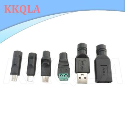 QKKQLA 1x DC Power Female Jack to Mirco Type C Mini 5pin USB A Male Female converter Power Adapter Plug Connector for Laptop 5.5x2.1mm