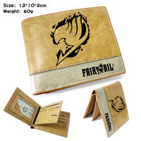 Fairy Tail Anime กระเป๋าเก็บบัตรเด็ก Dompet Koin พิมพ์เสื้อยืดการ์ตูนตัวอักษรกระเป๋าสตางค์สำหรับเด็กหญิงเด็กชายผู้ชายผู้หญิง Bifold/ซิป PU หนังคลิปเงินกระเป๋าเงินใส่เหรียญทรงสั้น Dompet Koin 0000