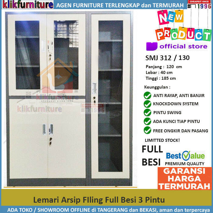 Lemari Arsip Besi Filing Cabinet Besi 3 Pintu FC A8 / 312 | Lazada ...