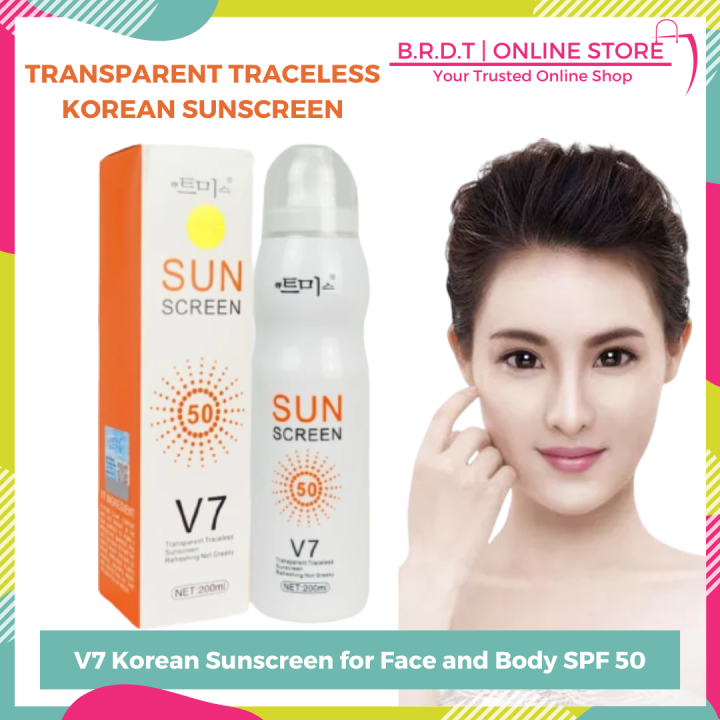Original V7 Korean Sunscreen for Face and Body SPF 50 Sunscreen Spray