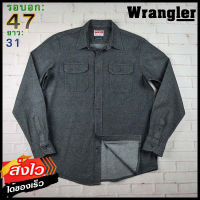 Wrangler®แท้ อก 47 เสื้อเชิ้ตผู้ชาย แรงเลอร์ สีดำ เสื้อแขนยาว เนื้อผ้าดี ใส่เที่ยวใส่ทำงาน