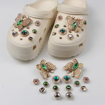 1 Set JIBZ Crocs Charms Designer Bling Luxury Flower Perfume Accessories  Decorations for Croc Golden Pearl Rhinestone Shoes New - AliExpress