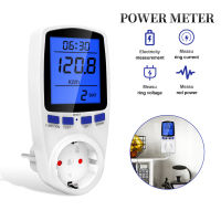 220V AC EU Digital LCD Power Meter Wattmeter ซ็อกเก็ตวัตต์ Kwh Energy Meter EU US UK การวัด Outlet Power Meter