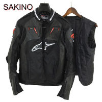 SAKINO รถมอเตอร์ไซค์ Alpinestar ใหม่แจ็คเก็ตหนัง Pakaian Balap ฤดูร้อนพร้อมฝาครอบป้องกัน