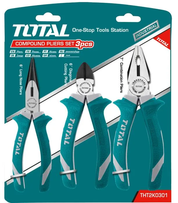 TOTAL 3pcs Pliers Set Combination/Diagonal Cutting Pliers (THT2K0301) Lazada PH