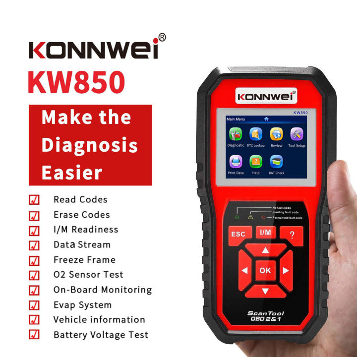 konnwei-สแกนเนอร์-obdii-kw850ตรวจสอบเครื่องอ่านโค้ดรถยนต์สำหรับรถยนต์-obdii-หลัง1996