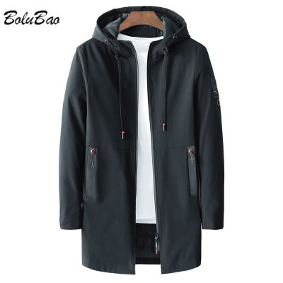 BOLUBAO Spring Mens Windbreaker Jacket Lightweight Fashion Outdoor Waterproof Long Hooded Jackets Male Windproof Casual Trench