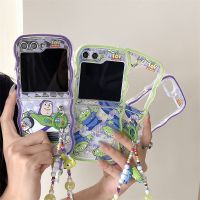 เคสโทรศัพท์ลายการ์ตูน Buzz Lightyear สำหรับ Samsung Galaxy Z Flip 4 3 5 Z ฝาหลัง ZFlip5 Flip5นุ่มเป็นลอนหยิกพร้อมจี้