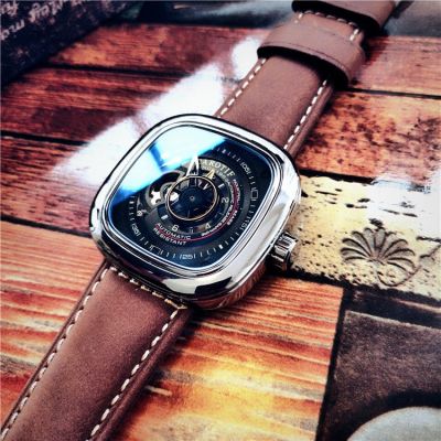 Luo Difu นาฬิกากลไกผู้ชายอัตโนมัติ,เข็มขัดกลวงมีช่องใส่บัตรนาฬิกานาฬิกาของผู้ชายธุรกิจ