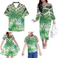 Hycool Palm Tree Polynesian Tribal Printing Mother And Daughter Dresses Midi Childrens Dresses Party Casual Matches Clothing