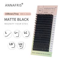 ANNAFRIS 16rows 8~15mm Mixed L-Shaped Eyelashes Extension Natural Soft Mink Matt Black L/L+/LC/LD/LU(M) Curl Individual Lashes Cables Converters