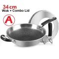 304 Stainless Steel Honey Comb Heath Wok Non Stick Cooking Pan. 