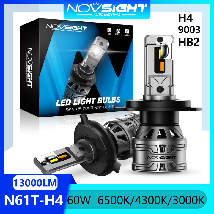 Novsight N61T 9003 HB2 H4 Bohlam Lampu Depan LED 6500K/4300K/3000K 3 ...