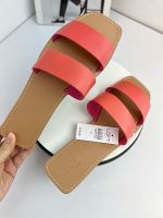 New York fashion [high-end color beauty] niche design square toe sandals foreign trade large size flat sandals and slippers for women 【QYUE】