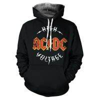 ▼∏ 2021 เสื้อกันหนาวเสื้อฮู้ดดี้แขนยาวพิมพ์ลาย 3D Acdc สีดําสําหรับผู้ชาย