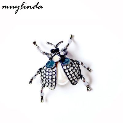 Fashion Beetle Pearls Brooches Pin Insect Bug Collective Brooch Broach Women Men Pin Jewelry Scarf Clip Headbands