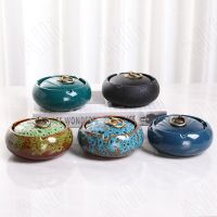 （A SHACK） RetroAshtrays เตาเผาเปลี่ยน GlazeAshtray กับ LidRoom DesktopAsh TrayDecoration