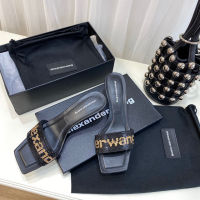 【high quality】original AlexanderWangˉ 2022 spring and summer new super fairy star the same style square head slippers rhinestone stilettos banquet AW sandals summer new style womens shoes slippers for women slides outside wear sandals for women