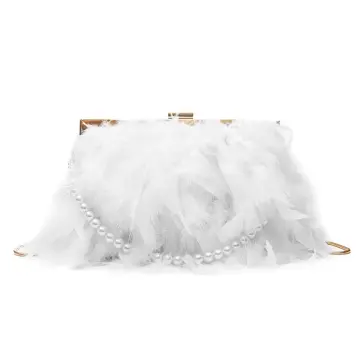 White feather clearance clutch bag