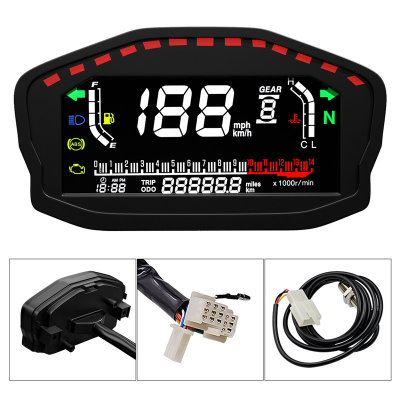 Motorcycle Digital LCD Speedometer Gauges Odometer Tachometer Water Temperature Trip Meter Oil Gauge for 1,2,4 Cylinders MOTO