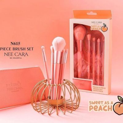 เซ๊ตแปรงพีช Nee Cara be Colorful ~ Peach 5-Piece Brush Set with Pack [N615]