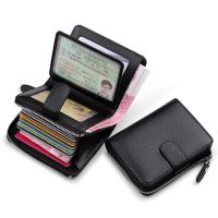 Zipper Wallet Rfid Genuine Leather Wallet Card Holder for Men and Women  Purse High Quality ID Credit Card Holder Wallet Card Holders