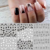 【LZ】 1 sheet Black White Flower Nail Sticker Mandala Tropical Leaf 3D Nail Sticker Geometry Adhesive Nail Decals Foil Design F564-573
