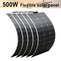 แผงโซล่าเซลล์ Monocrystalline ยืดหยุ่น500W 12V 100W 200W 300W 400W ระบบกริดปิด RVB