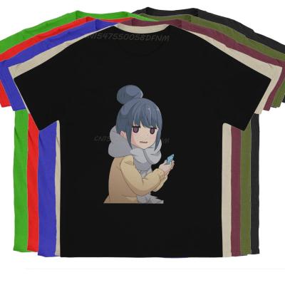Male Rin Phone Unique T Shirt Yurucamp Anime T-shirts Man Hot Sale Oversized T-shirt For Adult Fashion Mens Designer Clothes