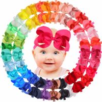 30 Colors 6 Inch Hair Bows BabyGirls headbands Big 6" Bow Soft Elastic Band for In fant Newborn Toddlers