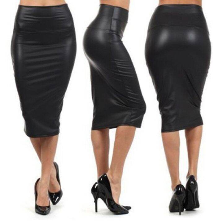 knee length leather pencil skirt