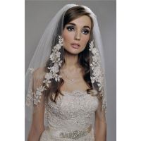 European Two Layers Short Bridal Veils with Comb White/Ivory Wedding Veil Lace Appliques Edge Head Veil for Wedding Accessories Hair Accessories