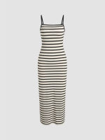 Cider Backless Striped Tie Back Maxi Dress