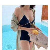 2022 Korean version of the new swimsuit net red r simple hot spring swimsuit V-neck suspenders slim bikini