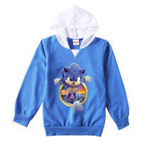 [ในสต็อก] Sonic The Hedgehoodies สำหรับชายหญิงแขนยาว Hooded เสื้อกันหนาวฤดูใบไม้ผลิและฤดูใบไม้ร่วงกีฬาเด็กเสื้อผ้าผ้าฝ้ายผสมการ์ตูนเด็ก3-14ปี