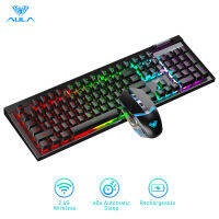 AULA T610 Wireless 2.4G Gaming Mechanical Keyboard และ Gaming Mouse Combination ชาร์จไฟได้ Cool Lighting Office Gaming Desktop