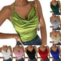 Dui Dui collar showing chest sexy small suspenders 2022 summer new European and American womens fashion sexy tops ❤