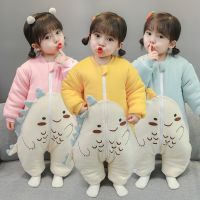 [COD] pajamas one-piece winter childrens baby sleeping bag autumn and thickened 1-4 split leg anti-kick quilt