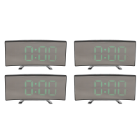 4X Digital Alarm Clock, 7 Inch Curved Dimmable LED Screen Digital Clock for Kids Bedroom, Green Number Clock