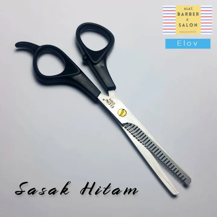 Gunting Sasak Rambut Elov 6 Inchi Stainless Steel Tajam Dengan Gerigi Yang Tajam Di Satu Sisi 