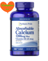 Puritans Pride Absorbable Calcium 1200 Mg With Vitamin D3 1000 IU / 100 Softgels