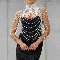 【HOT】♞✖ Chain Necklaces Shawl Female Punk Beaded Collar Shoulder Sweater Bridal Jewelry