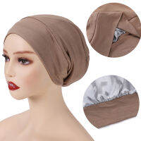 2022 Silky Satin Bonnet Hair Cap Double Layer Sleep Night Cap with Invisible Flat Adjusting Button Head Cover Bonnet Hat