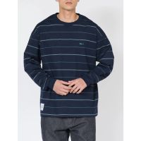 COD QX92 DESCENDANT striped long-sleeved T-shirt mens round neck embroidered loose casual bottoming shirt 23SS Japanese style top fashion