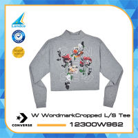 Converse Women Tee เสื้อ แฟชั่น ผู้หญิง เอวลอย ลายดอก Floral Wordmark Cropped Long Sleeve Tee รหัส 12300W962 มี 2 สี ดำ/เทา (990) (Collection)