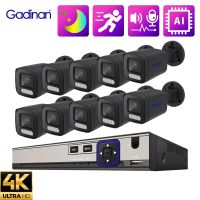 Gadinan 4K 8MP ระบบกล้องวงจรปิดสัญญาณเสียงสองทางชุดกล้องตรวจจับ CCTV POE NVR กล้องหมุนวีดิโอสำหรับกลางคืนสี