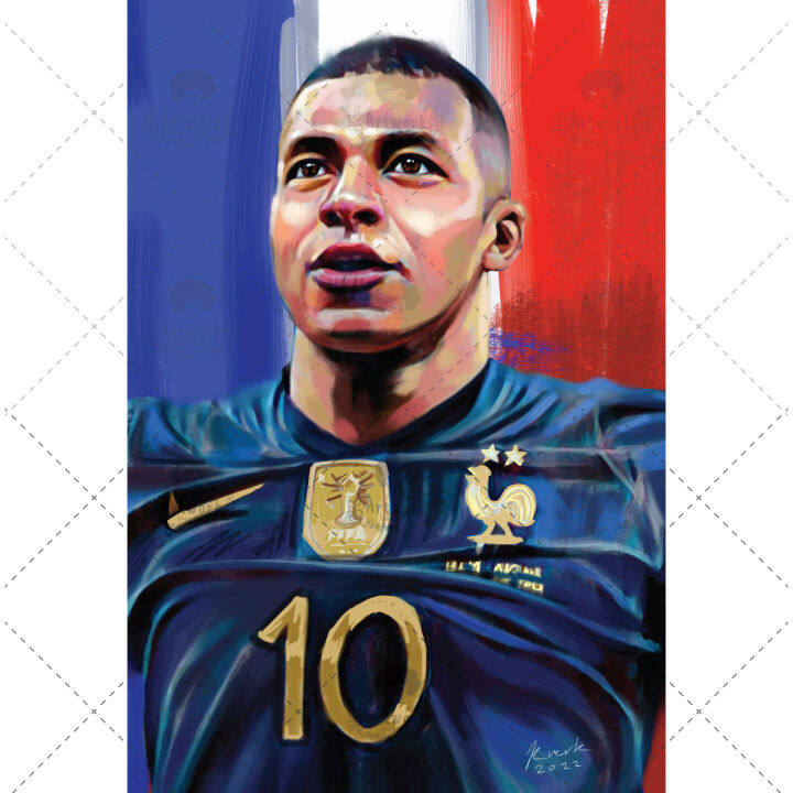 ภาพวาด-ไอดอล-เอ็มบับเป้-วาดจากipad-โปรแกรม-procreate-งานปริ้นท์เลเซอร์-id011-mbappe-ทีมชาติฝรั่งเศส